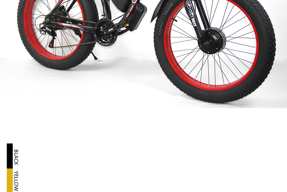 GOGOBEST GF700 26*4.0 Fat Tire Electric Mountain Bike 17.5Ah Battery 500W Dual-Motor 6061 Aluminum Alloy Frame Max Speed 50km/h 70KM Power-assisted Range IP54 Hydraulic Disc Brake MTB Load 200kg - Black Yellow