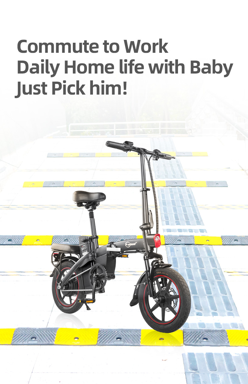 DYU A5 Standard Folding Moped Electric Bike 14inch 25km/h Speed 40km Mileage Range Removable 7.5Ah Battery 350W Double Brake System Max Load 150kg - Black