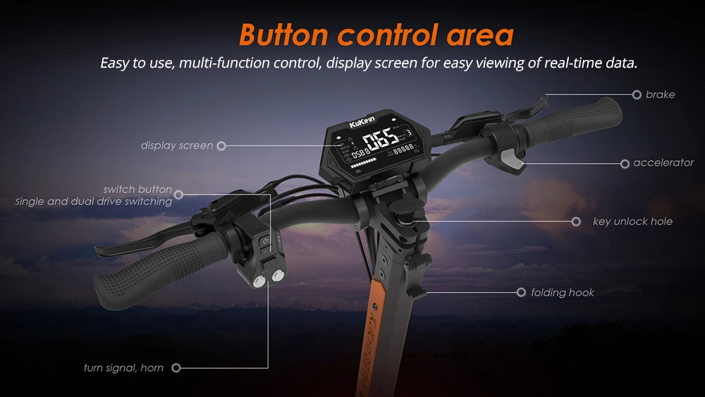 KuKirin G3 Pro 1200W*2 Motors Off-Road Electric Scooter 10 Inch Tires, 52V 23.2Ah Removable Battery, 80KM Top Range, 65Km/h Max Speed, Double Shock Absorber, IP54 Waterproof, Double Oil Brakes