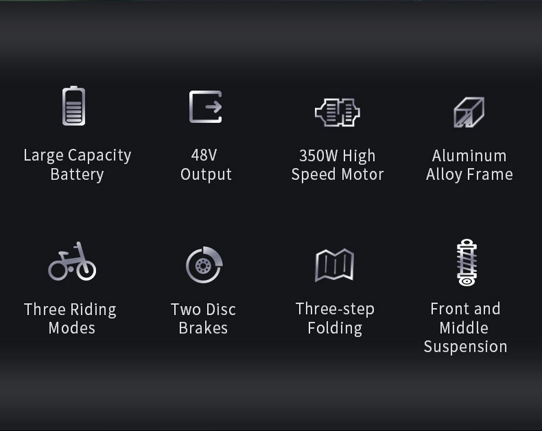 DYU A5 Standard Folding Moped Electric Bike 14inch 25km/h Speed 40km Mileage Range Removable 7.5Ah Battery 350W Double Brake System Max Load 150kg - Black