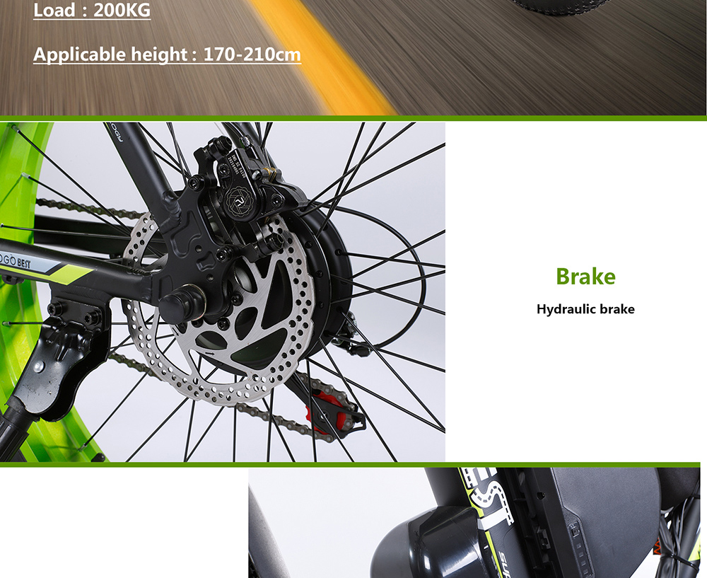 GOGOBEST GF700 26*4.0 Fat Tire Electric Mountain Bike 17.5Ah Battery 500W Dual-Motor 6061 Aluminum Alloy Frame Max Speed 50km/h 70KM Power-assisted Range IP54 Hydraulic Disc Brake MTB Load 200kg - Black Yellow