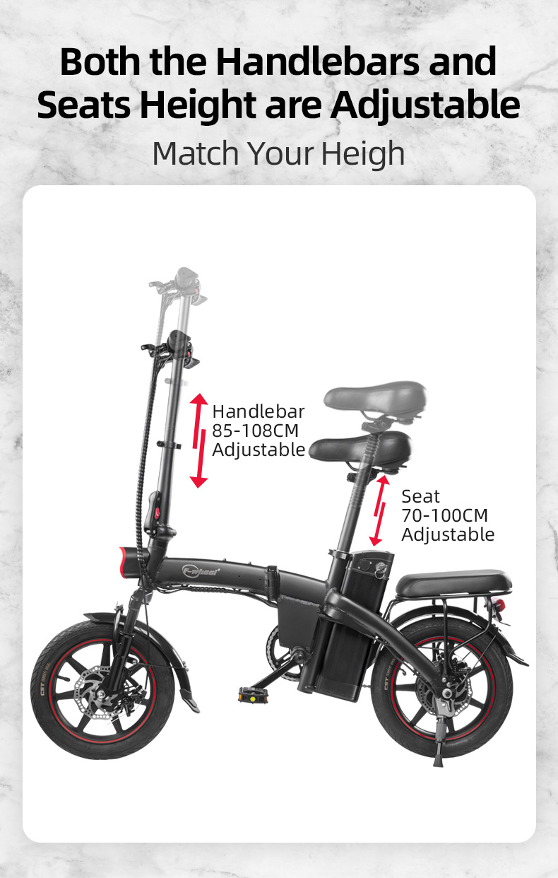DYU A5 Standard Folding Moped Electric Bike 14inch 25km/h Speed 40km Mileage Range Removable 7.5Ah Battery 350W Double Brake System Max Load 150kg - Black