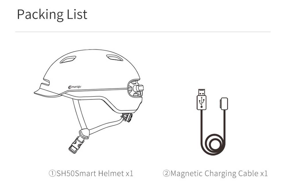 Xiaomi Smart4u SH50 Smart City Commuter Bling Helmet With Automatic Sensor Lighting IPX4 Waterproof Magnetic Charge Long Standby Size L - Black