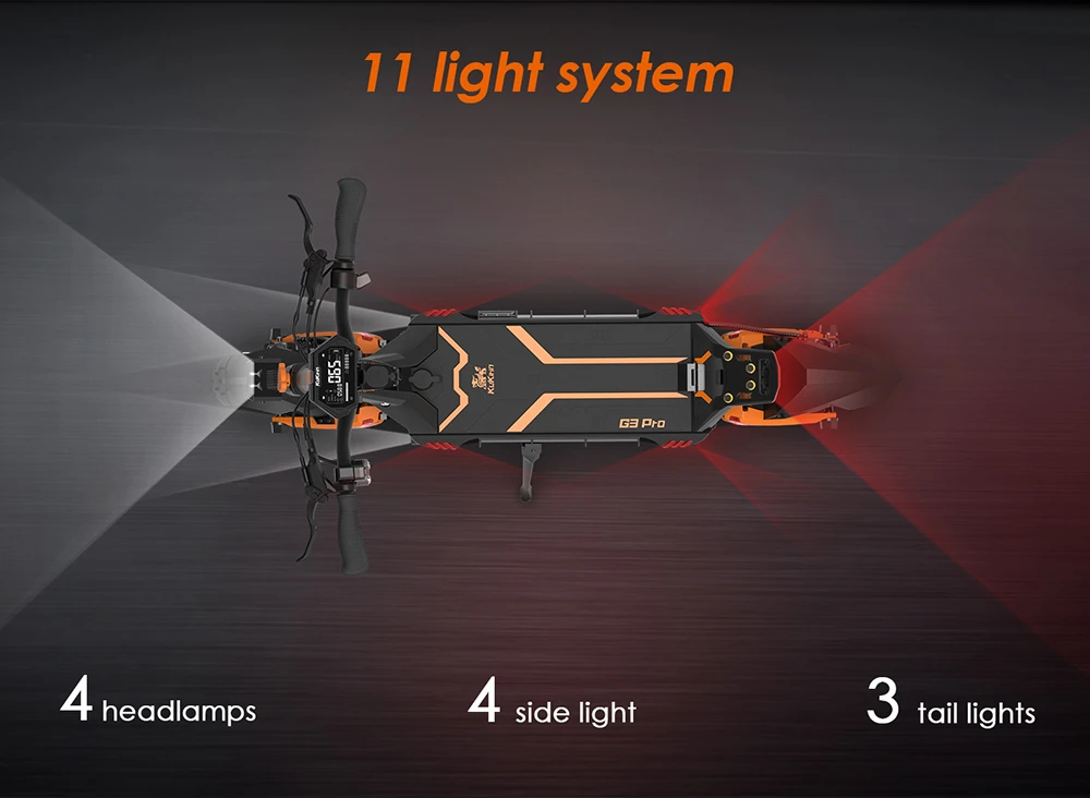 KuKirin G3 Pro 1200W*2 Motors Off-Road Electric Scooter 10 Inch Tires, 52V 23.2Ah Removable Battery, 80KM Top Range, 65Km/h Max Speed, Double Shock Absorber, IP54 Waterproof, Double Oil Brakes