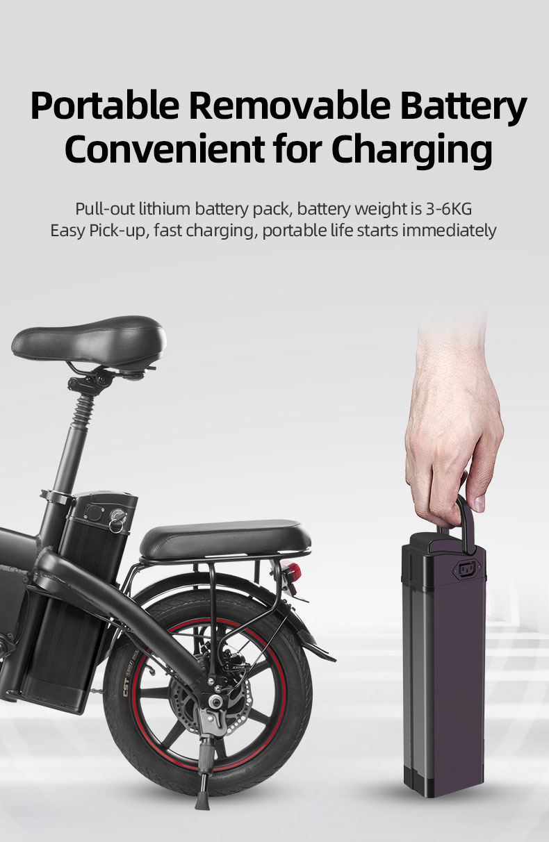 DYU A5 Standard Folding Moped Electric Bike 14inch 25km/h Speed 40km Mileage Range Removable 7.5Ah Battery 350W Double Brake System Max Load 150kg - Black
