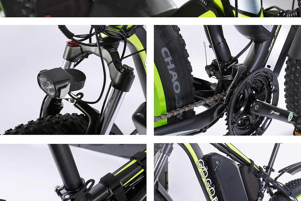 GOGOBEST GF700 26*4.0 Fat Tire Electric Mountain Bike 17.5Ah Battery 500W Dual-Motor 6061 Aluminum Alloy Frame Max Speed 50km/h 70KM Power-assisted Range IP54 Hydraulic Disc Brake MTB Load 200kg - Black Yellow