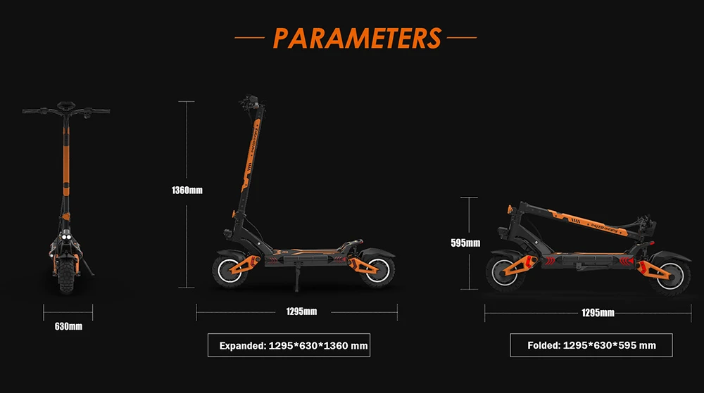 KuKirin G3 Pro 1200W*2 Motors Off-Road Electric Scooter 10 Inch Tires, 52V 23.2Ah Removable Battery, 80KM Top Range, 65Km/h Max Speed, Double Shock Absorber, IP54 Waterproof, Double Oil Brakes