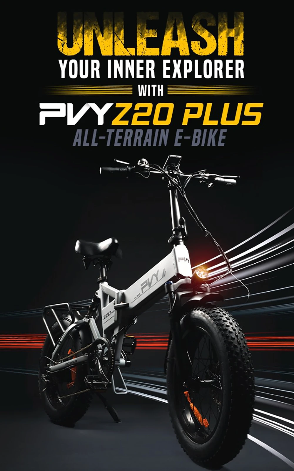 PVY Z20 Plus Folding E-bike 20*4.0 inch Fat Tires 500W Motor 50km/h Speed 48V 14.5Ah Battery 50-80km Range 150kg Load Shimano 7-Speed - Grey