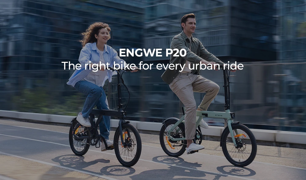 ENGWE P20 Folding Electric Bike, 250W Silent Motor Torque Sensor, 36V 9.6A Battery, 20*1.95'' Tires, 25km/h Max Speed, 100km Range, Hydraulic Disc Brakes - Green