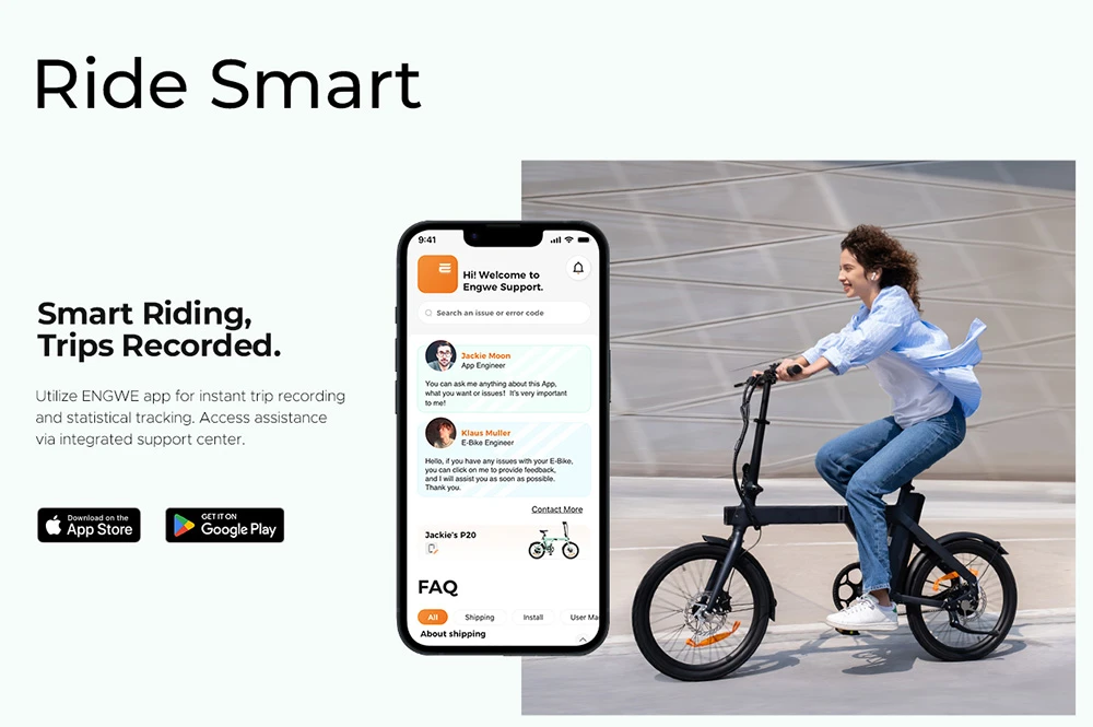 ENGWE P20 Folding Electric Bike, 250W Silent Motor Torque Sensor, 36V 9.6A Battery, 20*1.95'' Tires, 25km/h Max Speed, 100km Range, Hydraulic Disc Brakes - Green