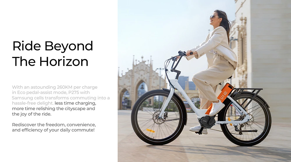 ENGWE P275 ST Urban Electric Bike, 250W Brushless Mid-drive Torque Sensor Motor, 36V 19.2Ah Battery, 260km Max Range, Hydraulic Disc Brake, 27.5'' Spoke Tires, SHIMANO 9-speed - Black