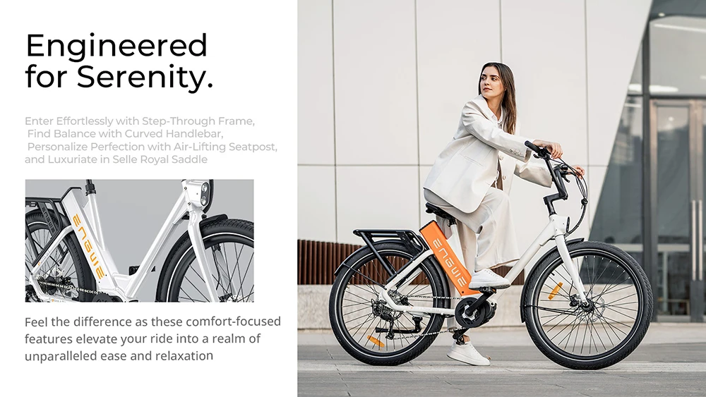 ENGWE P275 ST Urban Electric Bike, 250W Brushless Mid-drive Torque Sensor Motor, 36V 19.2Ah Battery, 260km Max Range, Hydraulic Disc Brake, 27.5'' Spoke Tires, SHIMANO 9-speed - Black
