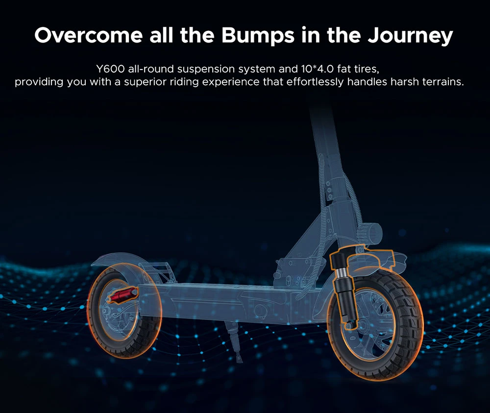 ENGWE Y600 Electric Scooter, 600W Motor, 48V 18.2Ah Battery, 10*4-inch Fat Tires, 25km/h Max Speed, 70km Range, Mechanical Disc Brake, Detachable Seat