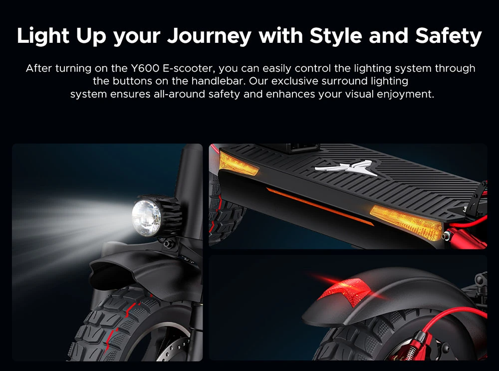 ENGWE Y600 Electric Scooter, 600W Motor, 48V 18.2Ah Battery, 10*4-inch Fat Tires, 25km/h Max Speed, 70km Range, Mechanical Disc Brake, Detachable Seat