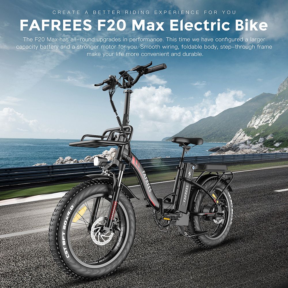 FAFREES F20 Max Electric Bike 20*4.0 inch Fat Tire Folding Frame E-bike With Removable 18Ah Lithium Battery - Red