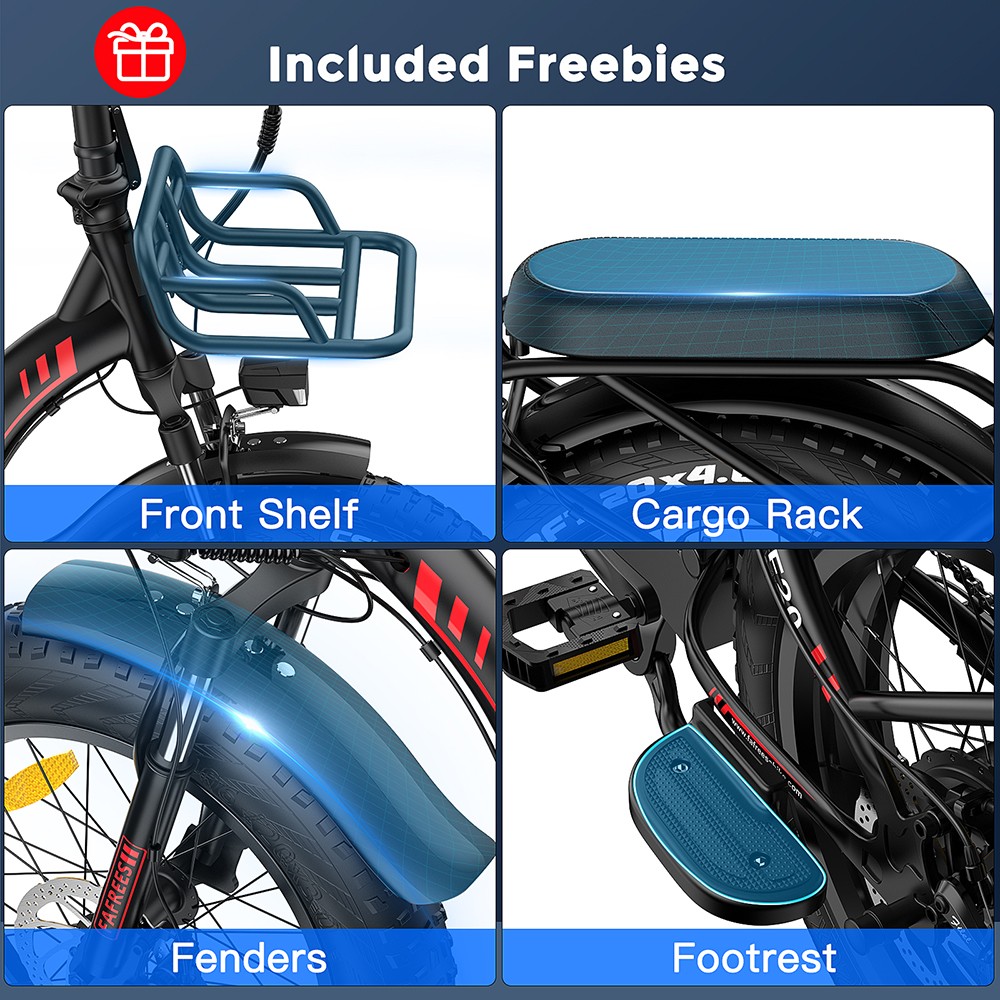 FAFREES F20 Max Electric Bike 20*4.0 inch Fat Tire Folding Frame E-bike With Removable 18Ah Lithium Battery - Red