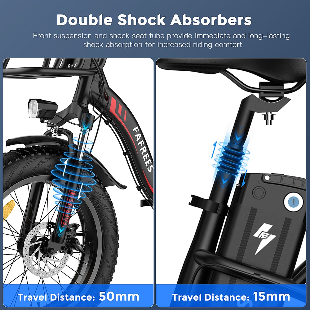 FAFREES F20 Max Electric Bike 20*4.0 inch Fat Tire Folding Frame E-bike With Removable 18Ah Lithium Battery - Red