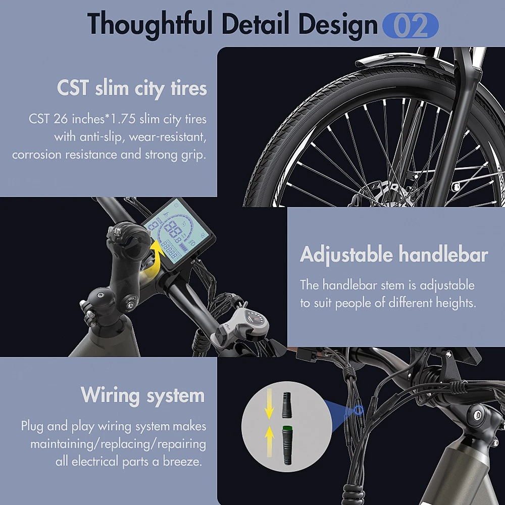 FAFREES F26 Pro 26'' Step-through City E-Bike 25 Km/h 250W Motor 36V 10Ah Embedded Removable Battery, Shimano 7 Speed - Golden