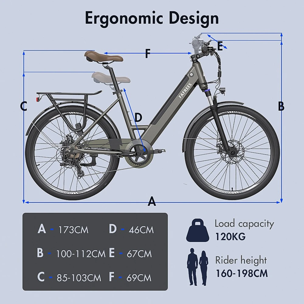 FAFREES F26 Pro 26'' Step-through City E-Bike 25 Km/h 250W Motor 36V 10Ah Embedded Removable Battery, Shimano 7 Speed - Golden