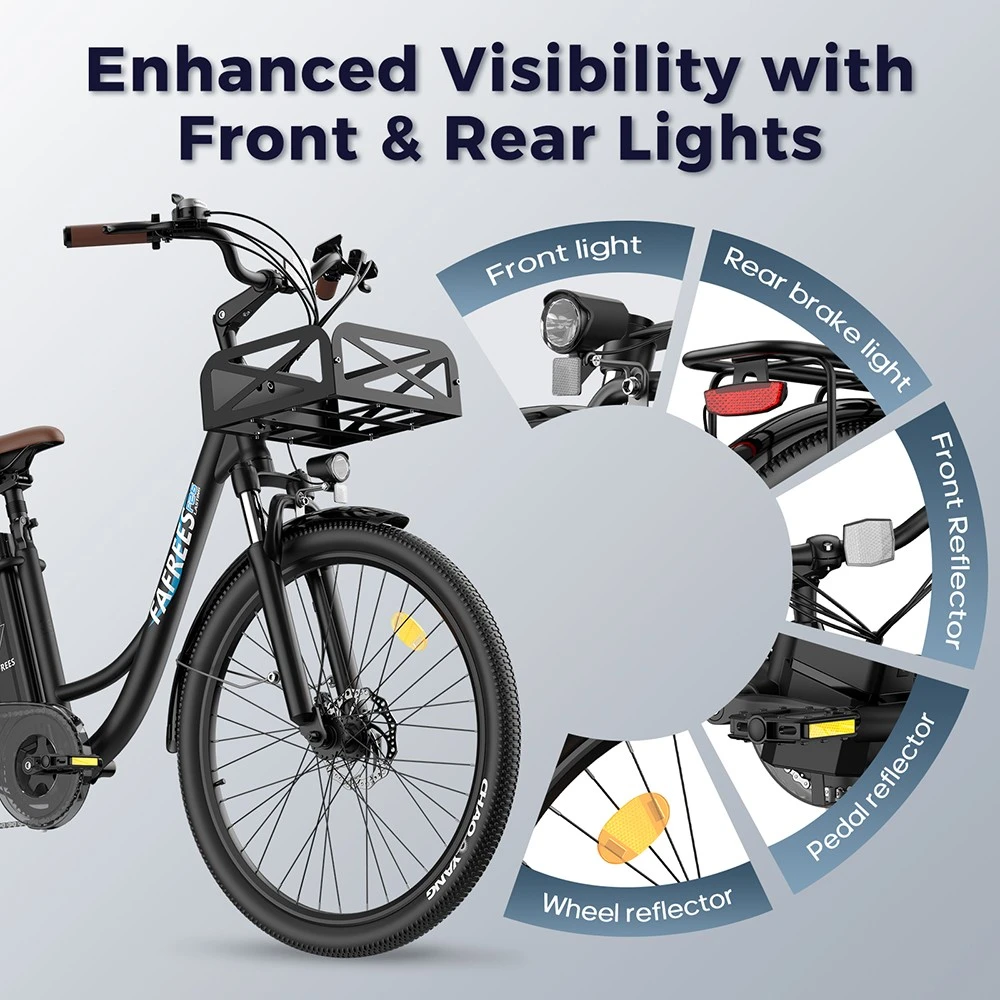 Fafrees F26 Lasting Electric Bike, 250W Motor, 36V 20.3Ah Battery, 26*1.95'' Tires, 25km/h Max Speed, 140km Range, SHIMANO 7 Speed, Mechanical Disc Brakes, 2.3-inch LCD Display - Black