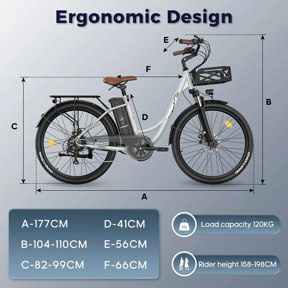 Fafrees F26 Lasting Electric Bike, 250W Motor, 36V 20.3Ah Battery, 26*1.95'' Tires, 25km/h Max Speed, 140km Range, SHIMANO 7 Speed, Mechanical Disc Brakes, 2.3-inch LCD Display - Black