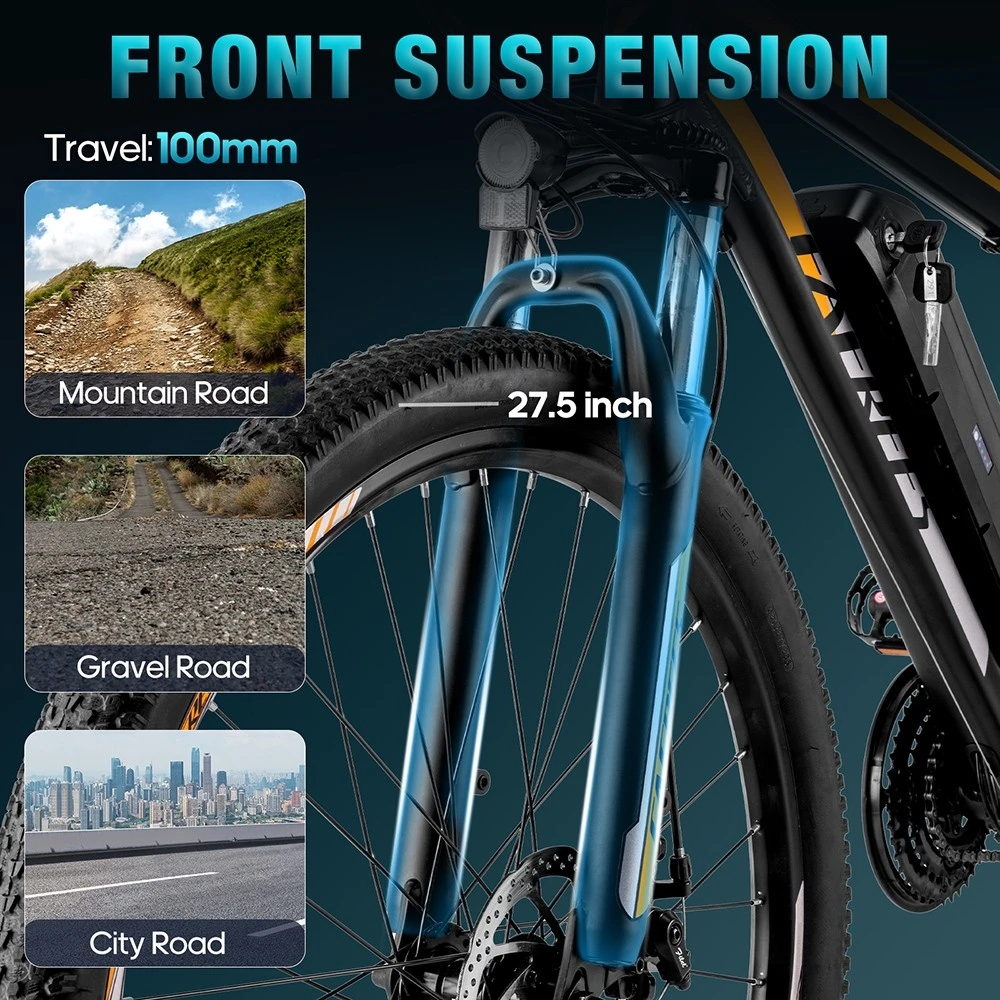 Fafrees F28 MT Mountain Electric Bike 27.5*2.25 inch Tire 250W Motor 36V 14.5Ah Battery 25km/h Default Max Speed 110km Max Range SHIMANO 21-speed Gear Mechanical Disc Brakes - Red