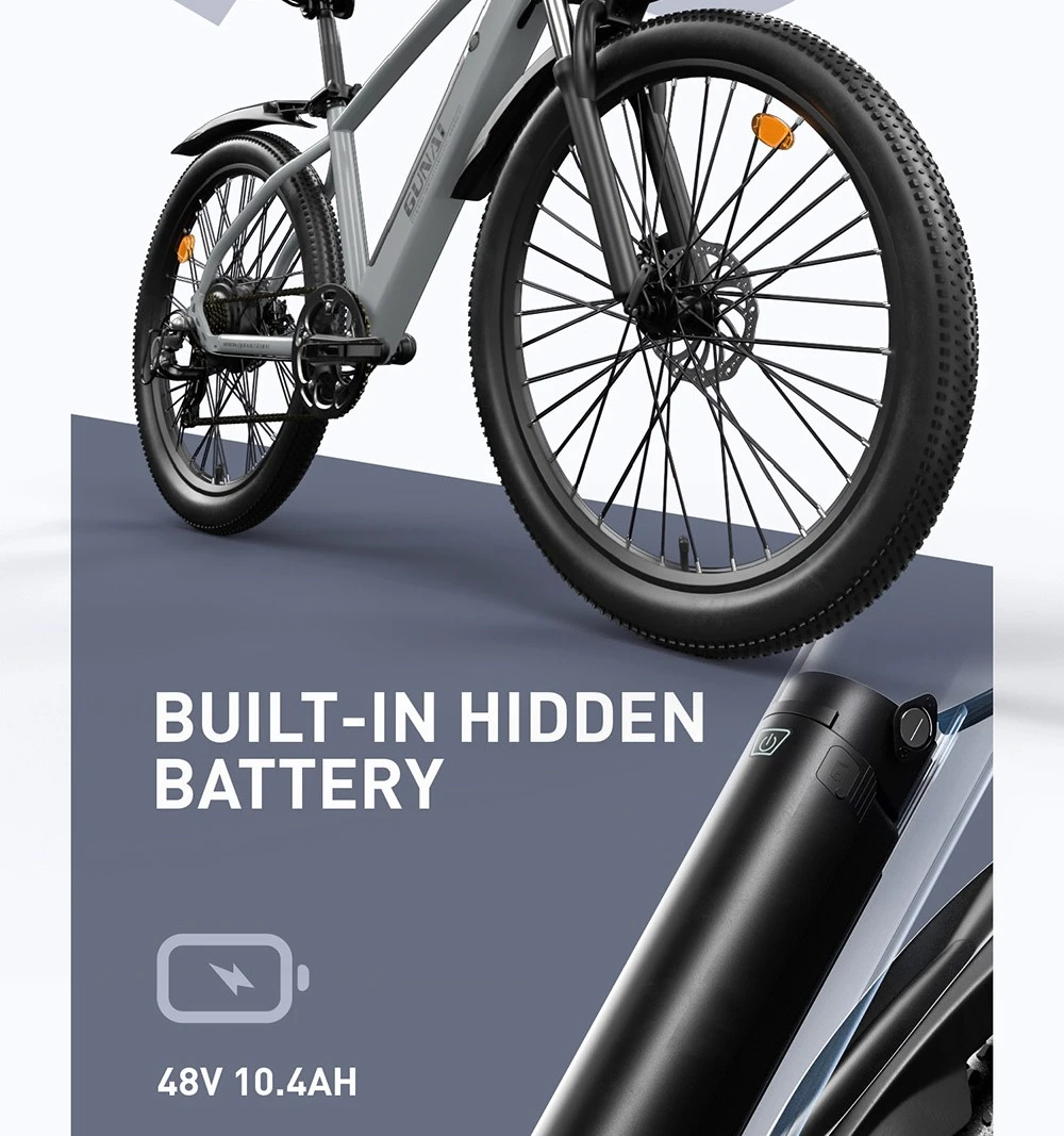 GUNAI GN27 Electric Bike, 750W Motor, 48V 10.4Ah Battery, Torque Sensor, 27.5-inch Tires, 35km/h Max Speed, 70km Max Range, Shimano 7-speed, Disc Brake
