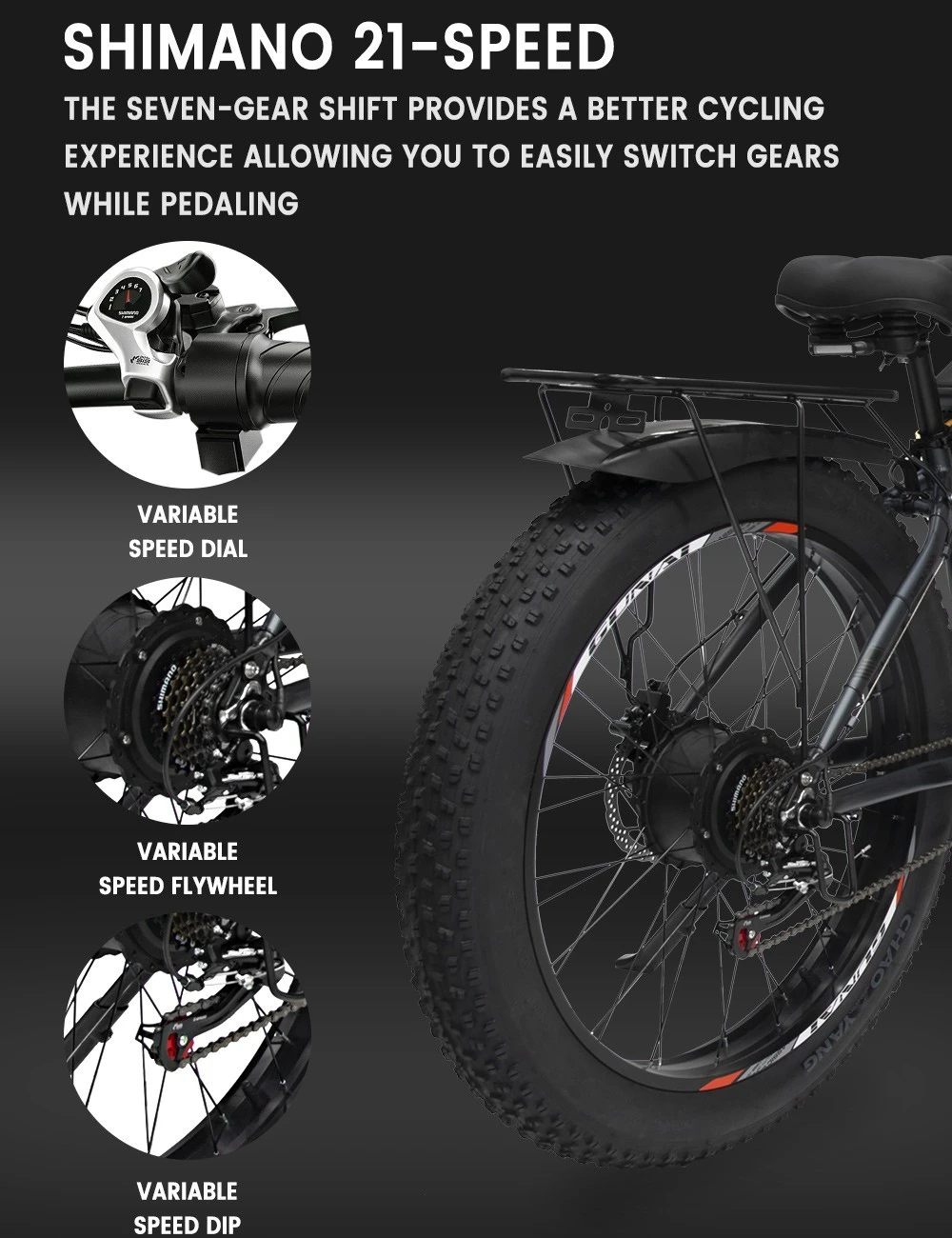 GUNAI GN88 Electric Mountain Bike 26*4.0in Fat Tires 1000W*2 Motors 55km/h Max Speed 48V 22Ah Battery 130km Range