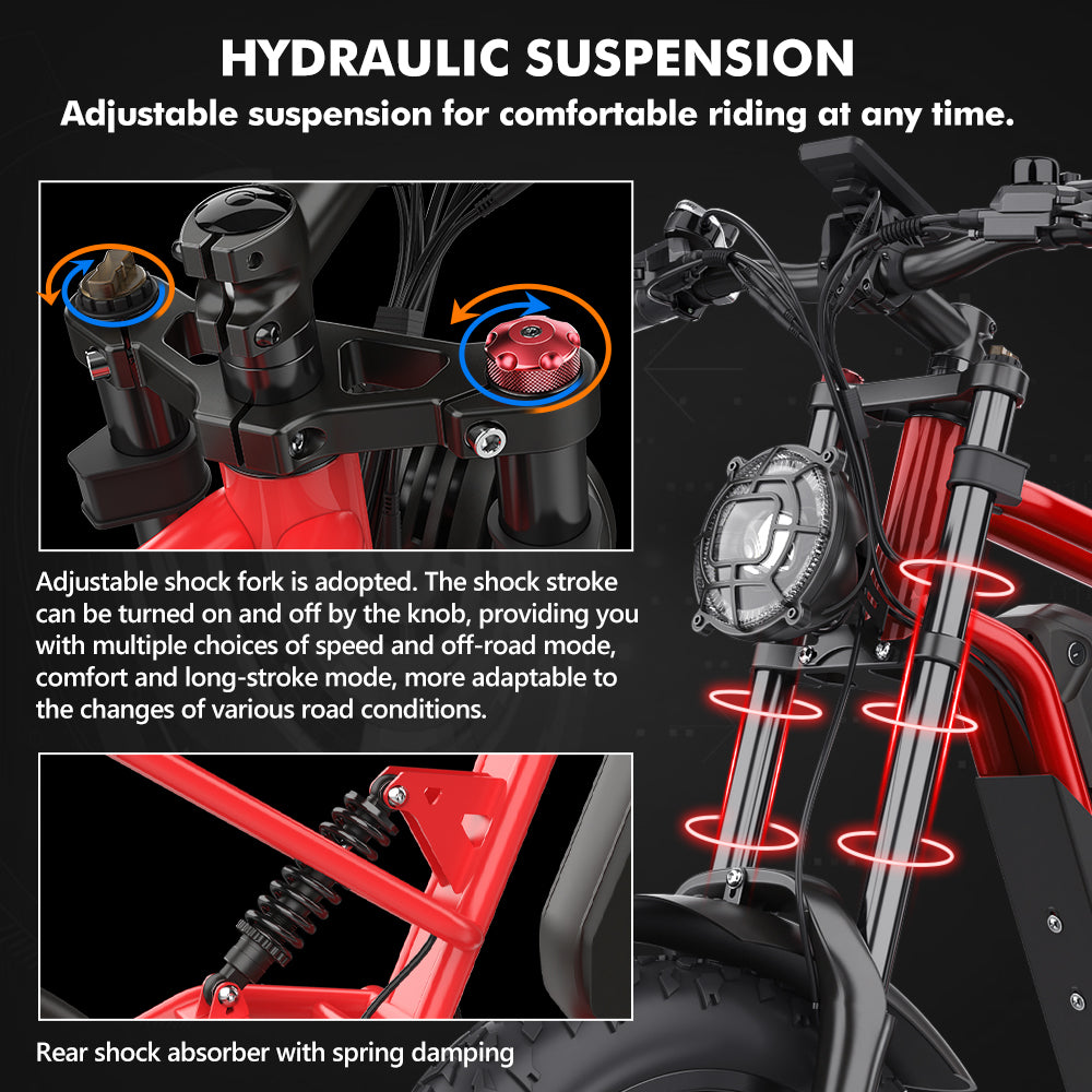 Hidoes B6 1200w electric bike for adults with adjustable hydraulic suspension