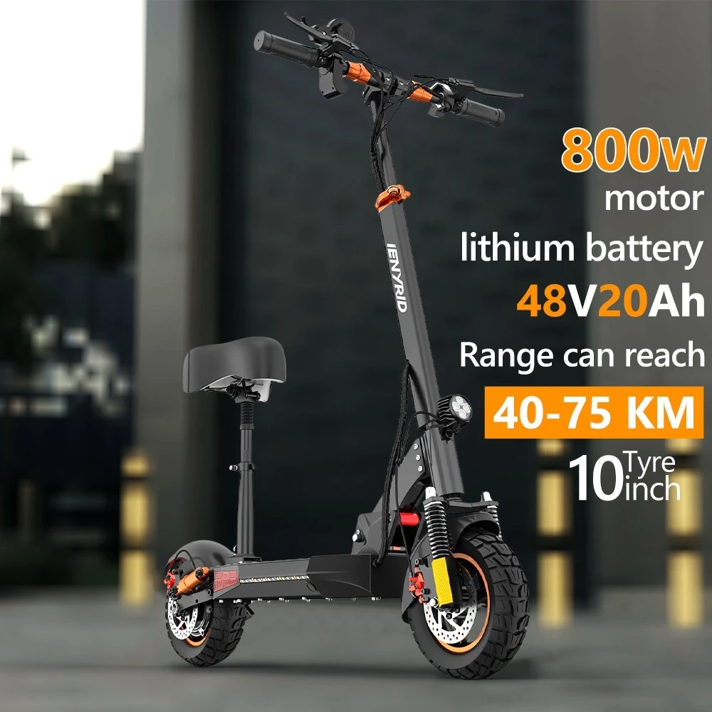 iENYRID M4 PRO S+ MAX Electric Scooter 10 Inch Off-Road Pneumatic Tires 800W Motor 45Km/h Max Speed 48V 20Ah Battery 75KM Range 150KG Max Load Dual Disc Brakes