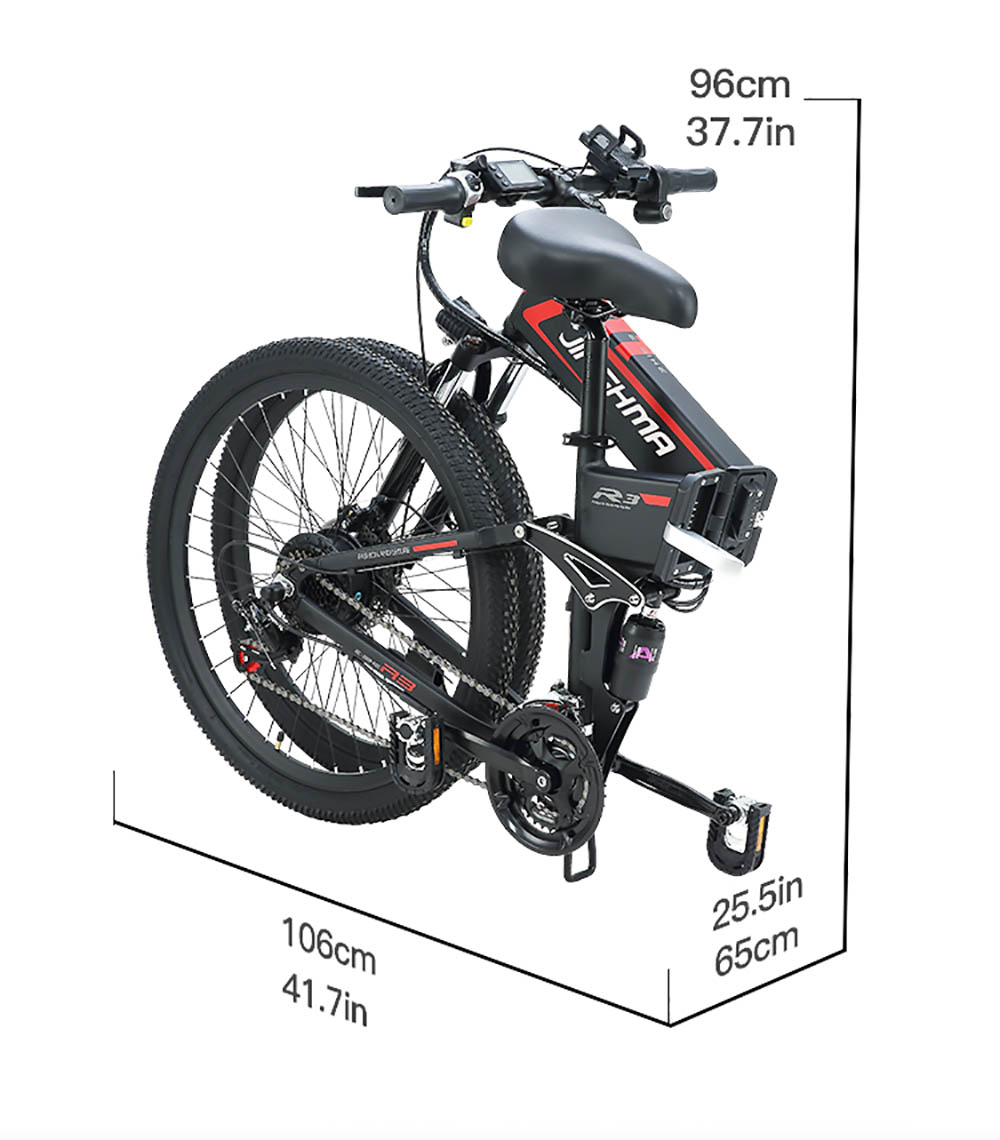 JINGHMA R3 500W 48V 12.8Ah 26 Inch Tire Electric Bicycle 40km/h Max Speed 70km Range 120kg Max Load with 2 Batteries