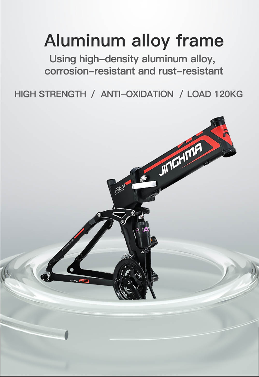 JINGHMA R3 500W 48V 12.8Ah 26 Inch Tire Electric Bicycle 40km/h Max Speed 70km Range 120kg Max Load with 2 Batteries