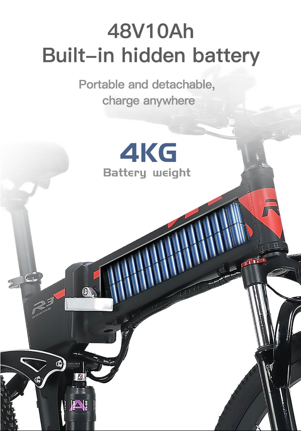 JINGHMA R3 500W 48V 12.8Ah 26 Inch Tire Electric Bicycle 40km/h Max Speed 70km Range 120kg Max Load with 2 Batteries
