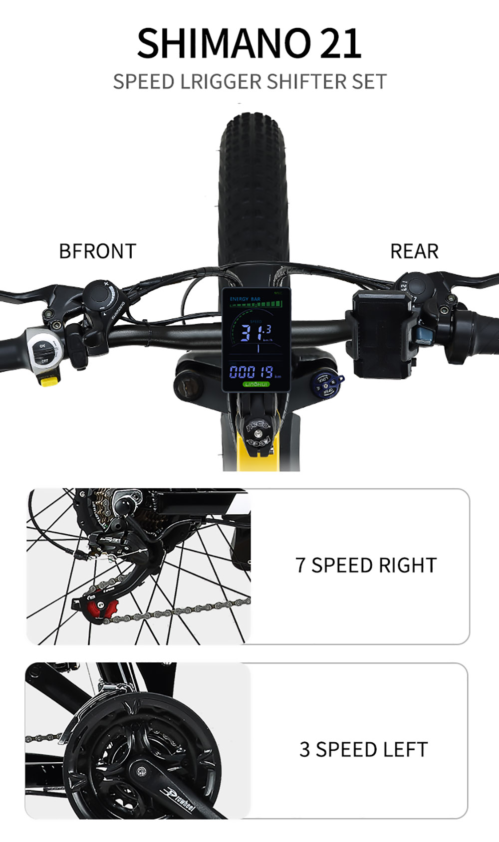 JINGHMA R5 1000W 48V 12.8Ah 26*4.0 Inch Fat Electric Bicycle 50km/h Max Speed 100km Range with 2 Batteries