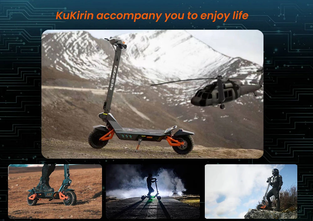 KuKirin G1 Pro Folding Electric Scooter, 10-inch Pneumatic Tire, 2*800W Motor, 48V 20.8Ah Battery, 55km Max Speed, 70km Range, Disc Brake, Ambient Lights