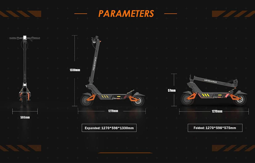 KuKirin G1 Pro Folding Electric Scooter, 10-inch Pneumatic Tire, 2*800W Motor, 48V 20.8Ah Battery, 55km Max Speed, 70km Range, Disc Brake, Ambient Lights