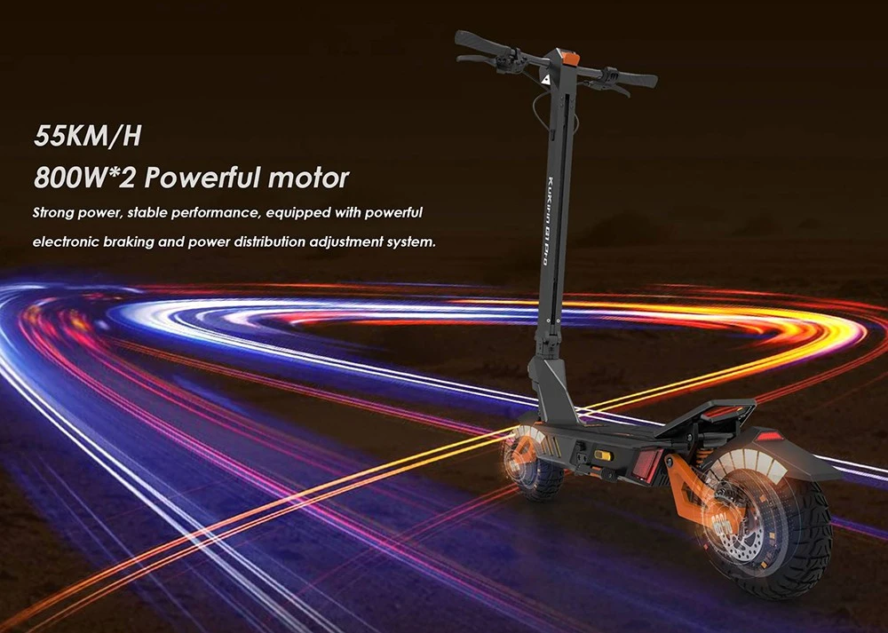 KuKirin G1 Pro Folding Electric Scooter, 10-inch Pneumatic Tire, 2*800W Motor, 48V 20.8Ah Battery, 55km Max Speed, 70km Range, Disc Brake, Ambient Lights