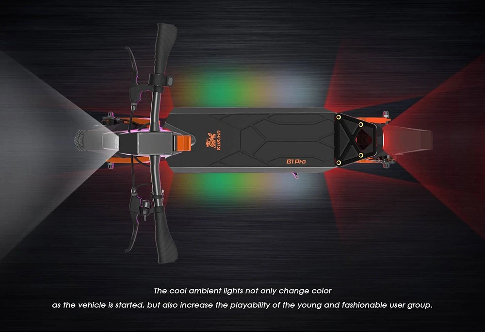 KuKirin G1 Pro Folding Electric Scooter, 10-inch Pneumatic Tire, 2*800W Motor, 48V 20.8Ah Battery, 55km Max Speed, 70km Range, Disc Brake, Ambient Lights