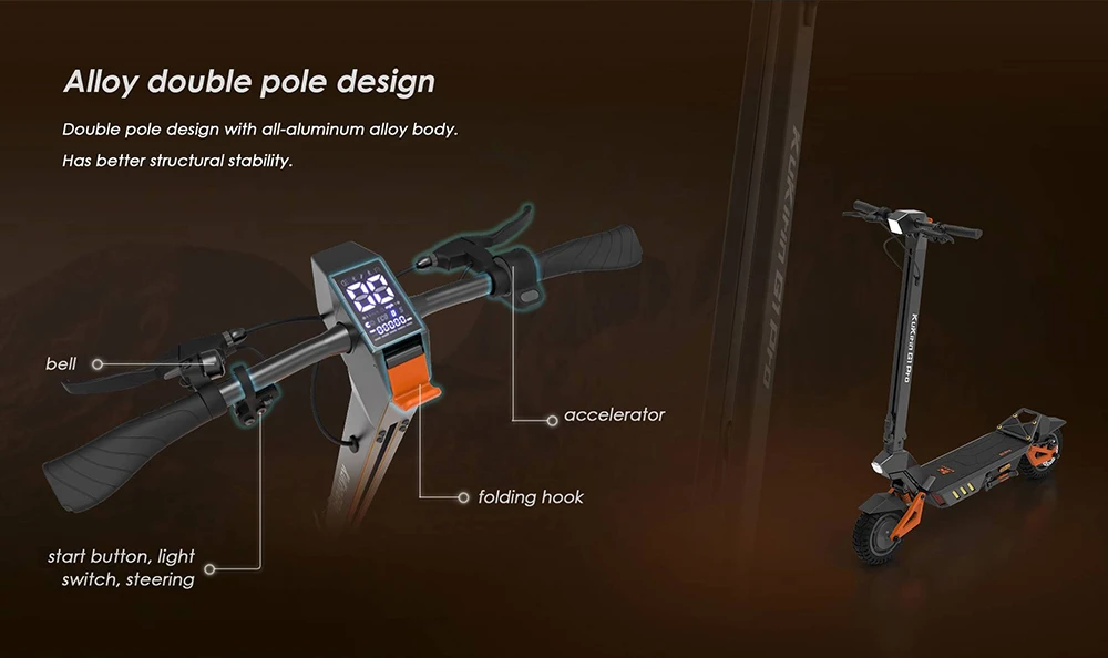 KuKirin G1 Pro Folding Electric Scooter, 10-inch Pneumatic Tire, 2*800W Motor, 48V 20.8Ah Battery, 55km Max Speed, 70km Range, Disc Brake, Ambient Lights