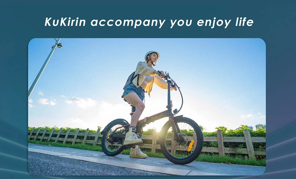 KuKirin V2 City E-bike Foldable 20'' Pneumatic Tires 36V 7.5Ah Removable Battery 430W Motor 25km/h Max Speed 120kg Load