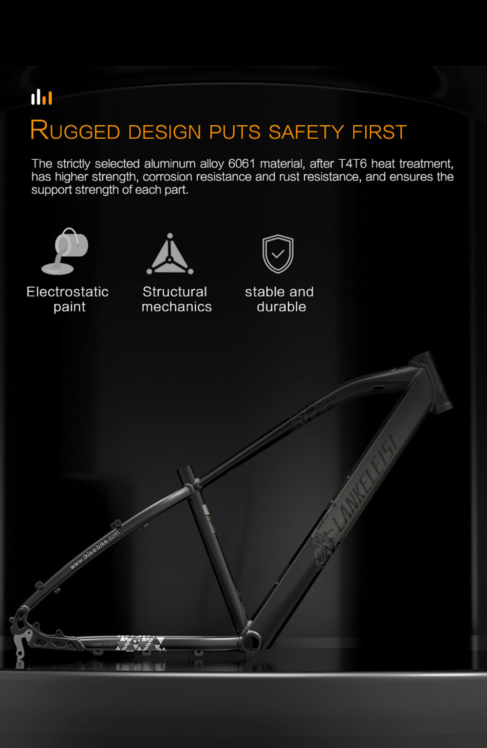 LANKELEISI MG740 PLUS Electric Bike 26*4.0'' Tires 1000W*2 Dual Motor 17.5Ah Battery 49km/h Max Speed - Black & Grey