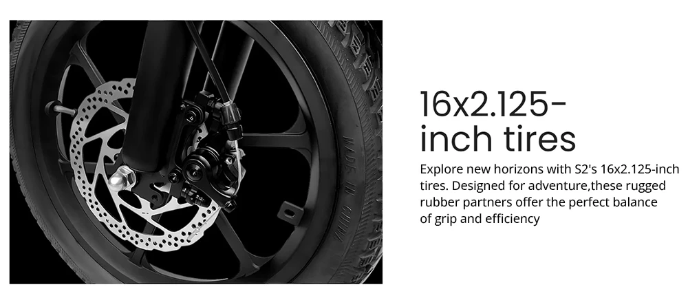 PVY S2 Electric Bike, 16-inch Pneumatic Tire 250W Motor 36V 7.5Ah Battery 25km/h Max Speed 60km Max Range