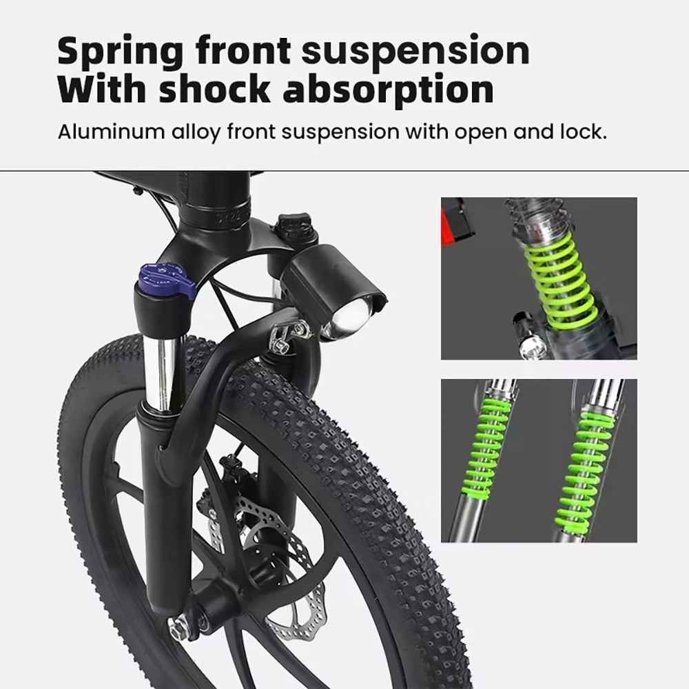 RANDRIDE YA20 Electric Bike 500W Motor 40km/h Max Speed 48V 12.8Ah Battery 80-90 Max Range 20*1.95'' CST Tires 120kg Load Shimano 7 Speed