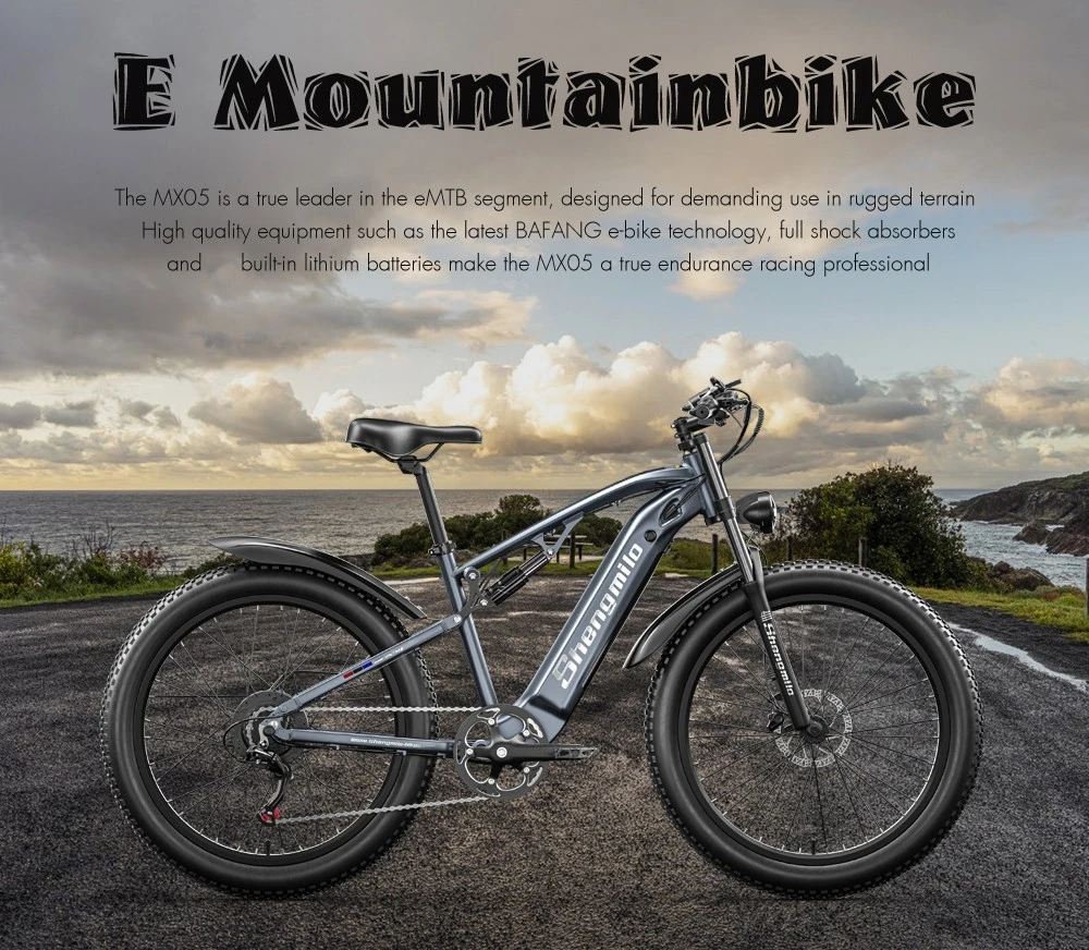 Shengmilo MX05 26 Inch Fat Tire Mountain E-Bike 500W Bafang Motor 42Km/h Max Speed 48V 15Ah LG Battery 60km Range Dual Oil Disc Brakes