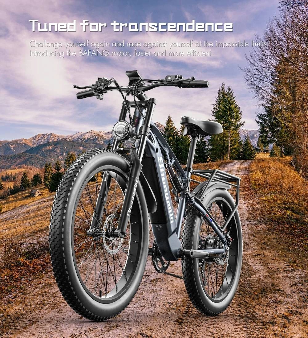 Shengmilo MX05 26 Inch Fat Tire Mountain E-Bike 500W Bafang Motor 42Km/h Max Speed 48V 15Ah LG Battery 60km Range Dual Oil Disc Brakes