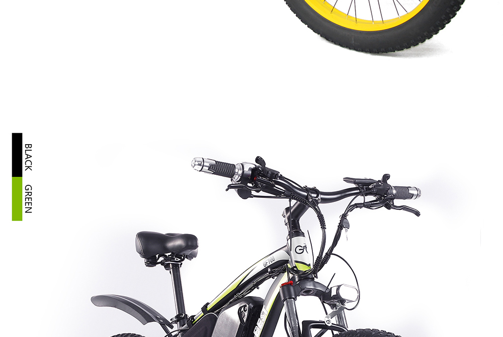 GOGOBEST GF700 26*4.0 Fat Tire Electric Mountain Bike 17.5Ah Battery 500W Dual-Motor 6061 Aluminum Alloy Frame Max Speed 50km/h 70KM Power-assisted Range IP54 Hydraulic Disc Brake MTB Load 200kg - Black Yellow