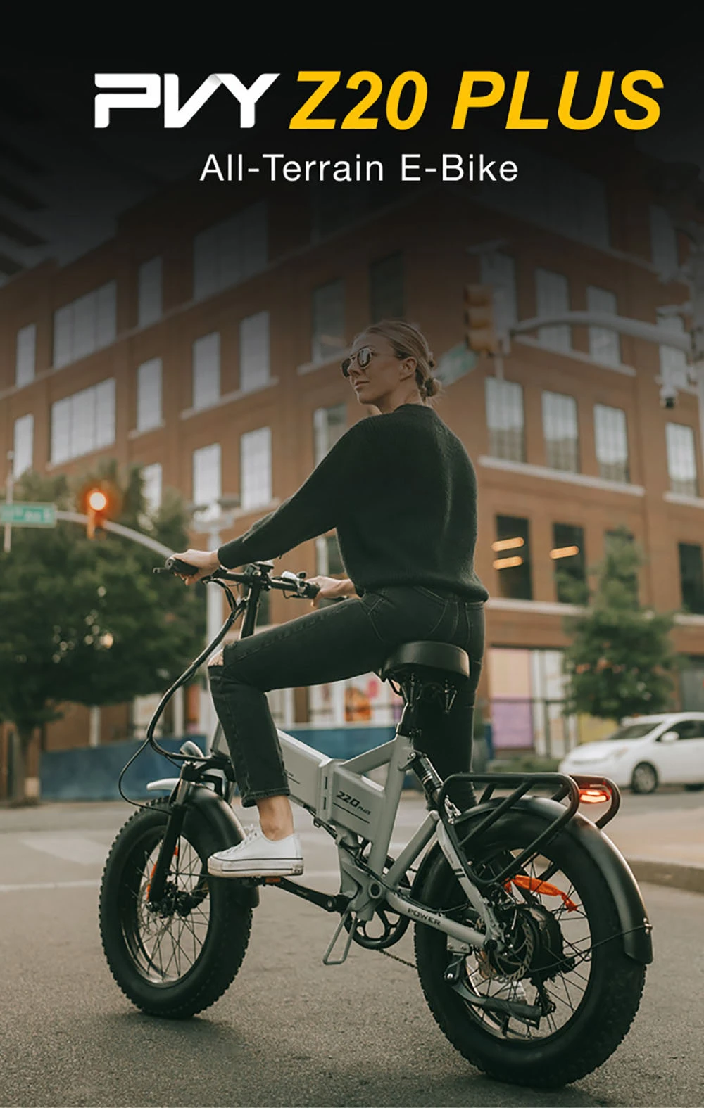 PVY Z20 Plus Folding E-bike 20*4.0 inch Fat Tires 500W Motor 50km/h Speed 48V 14.5Ah Battery 50-80km Range 150kg Load Shimano 7-Speed - Grey