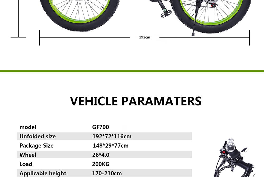 GOGOBEST GF700 26*4.0 Fat Tire Electric Mountain Bike 17.5Ah Battery 500W Dual-Motor 6061 Aluminum Alloy Frame Max Speed 50km/h 70KM Power-assisted Range IP54 Hydraulic Disc Brake MTB Load 200kg - Black Yellow