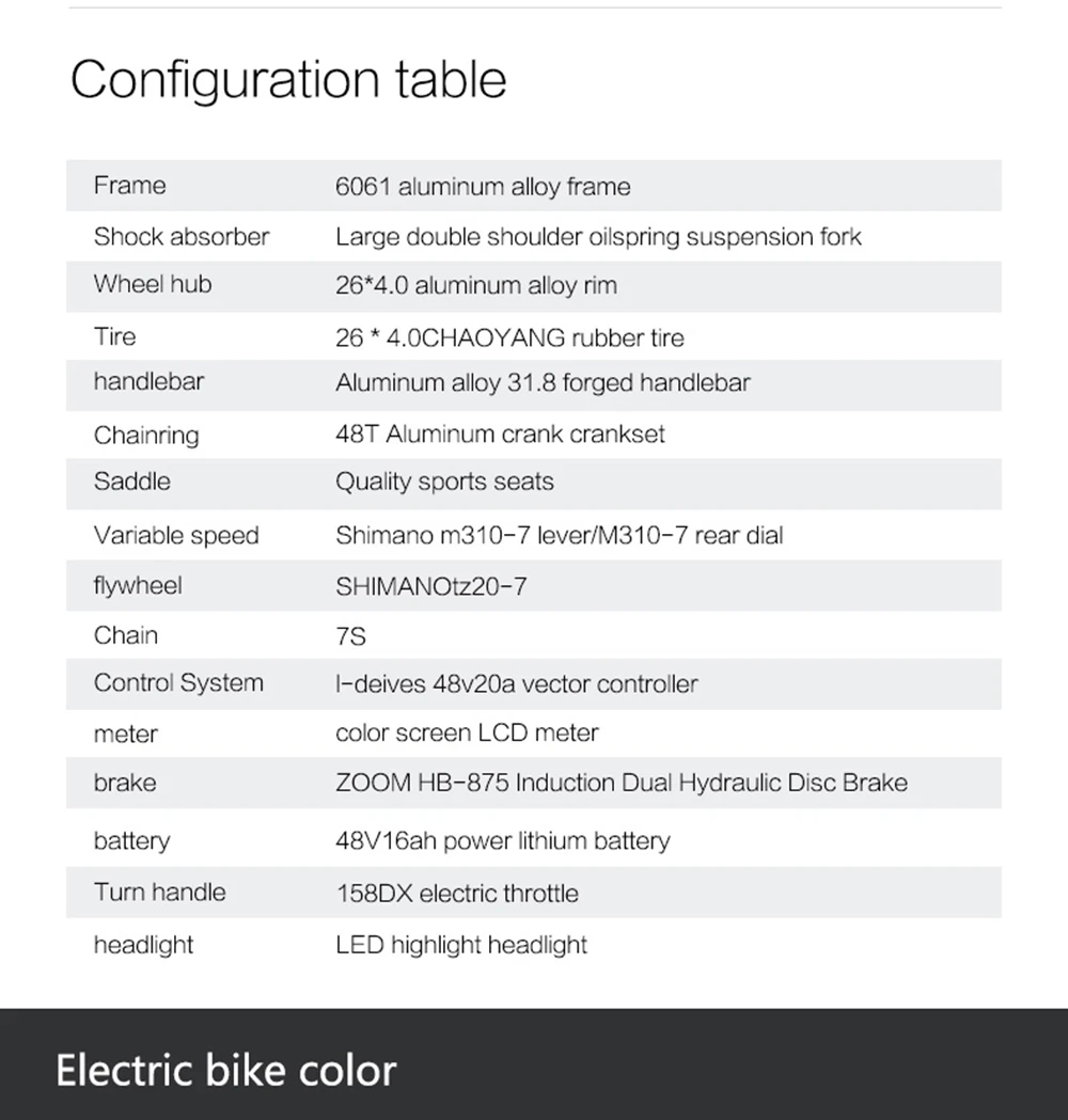 LANKELEISI RV700 16Ah 48V 1000W Electric Bicycle 26inch 42km/h Max speed Max Load 150kg