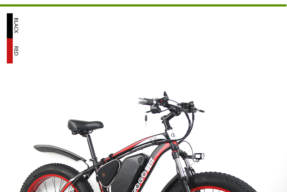 GOGOBEST GF700 26*4.0 Fat Tire Electric Mountain Bike 17.5Ah Battery 500W Dual-Motor 6061 Aluminum Alloy Frame Max Speed 50km/h 70KM Power-assisted Range IP54 Hydraulic Disc Brake MTB Load 200kg - Black Yellow